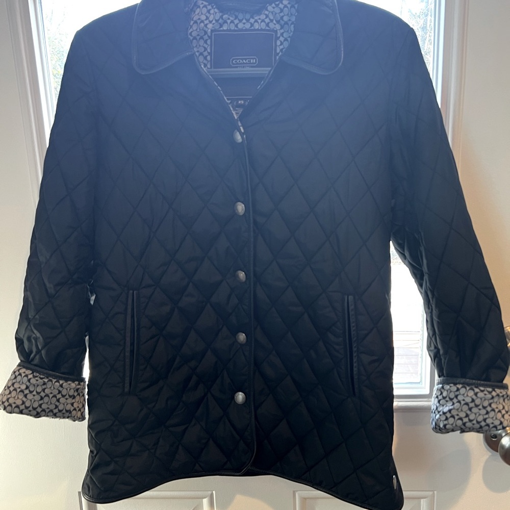 Coach quilted leather trim jacket